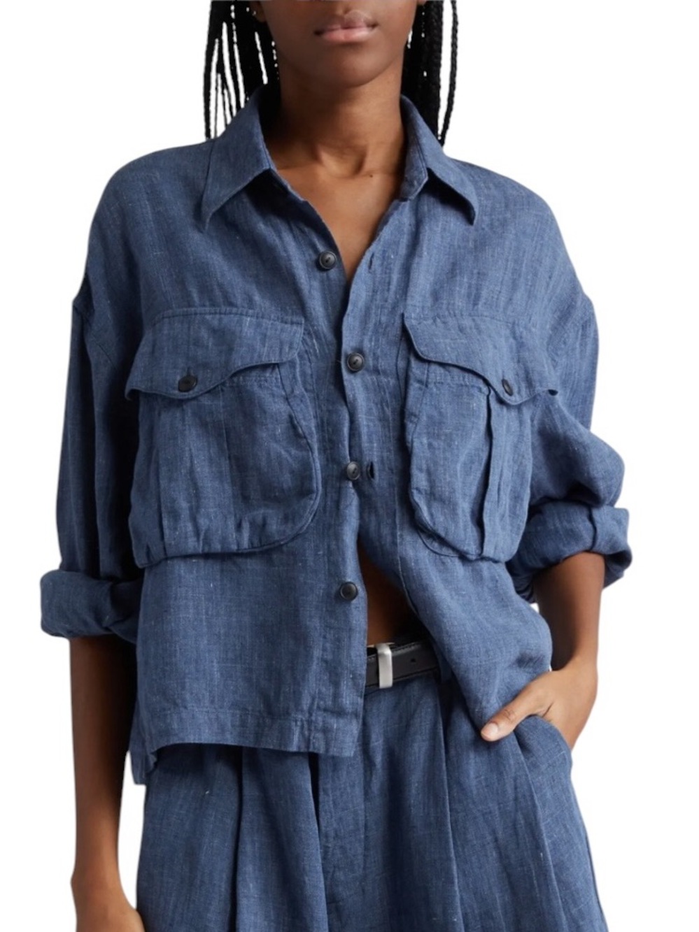R13 Cropped Linen bellow pocket button-down shirt size XS excellent condition